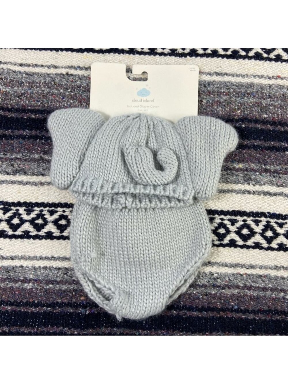 3/$12 NWT Cloud Island Baby Knit Sweater Animal Elephant Hat Beanie Diaper Cover